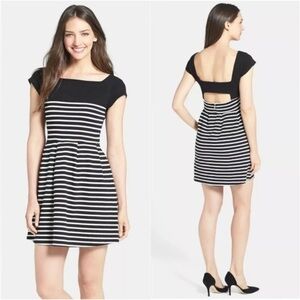 French Connection Black Striped Open Back Mini Dress Size 4